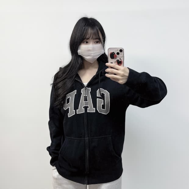갭 Gap 스펠 로고 후드집업 블랙