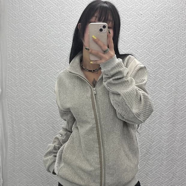 엑슬림 xlim ep6 유니트 트위드 니트 져지 집업 자켓 C07450