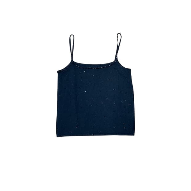 DKNY 블랙 비즈 앙고라 나시