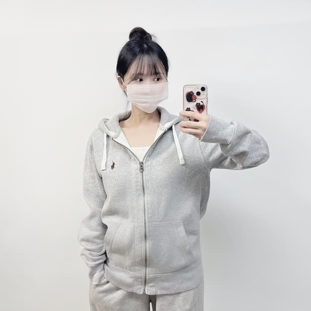 폴로 랄프로렌 포니 로고 써멀 후드집업 그레이