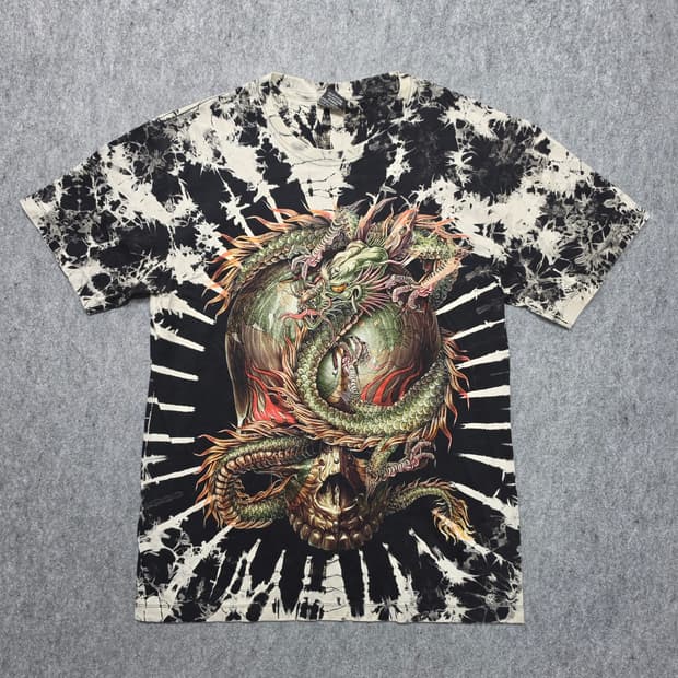 서바이버즈 피어싱 드래곤 그래픽 타이다이 나염 반팔티 L