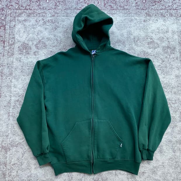 (XL) 90s 빈티지 러셀 후드집업 그린 USA