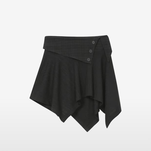 미세키서울 Unbalanced flow mini skirt BLACK