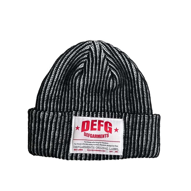 데프가먼츠 DEFG 라벨 포인트 립 비니 블랙