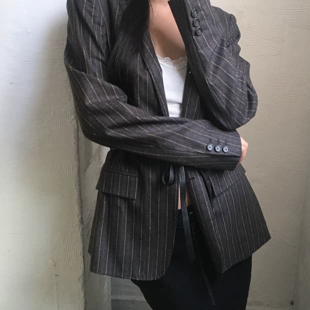 Max Mara 막스마라 차콜 스트라이프 블레이저