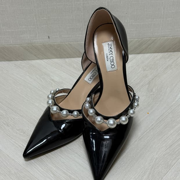 블랙 페이턴트 진주 힐 37(235)