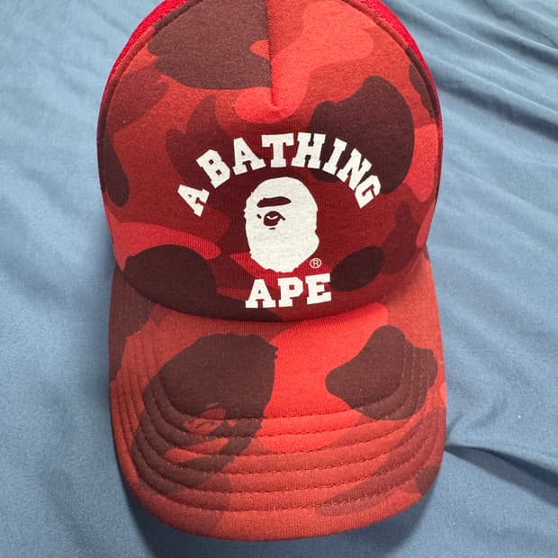 베이프 레드카모 메쉬캡