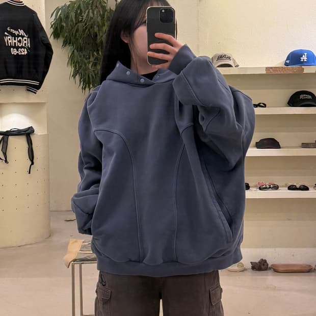 그레일즈 피그먼트 빅포켓 헤비 스웻 후드티 U375