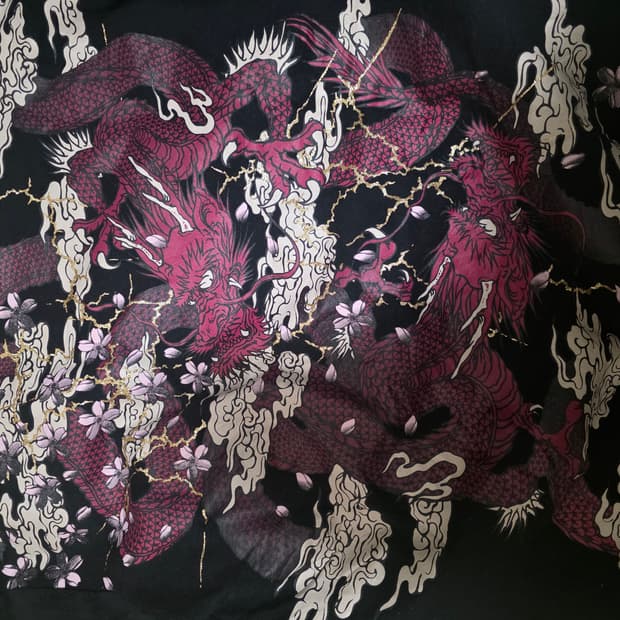 일본 빈티지 용 벚꽃 자수 맨투맨 (올드스쿨/이레즈미 스타일)