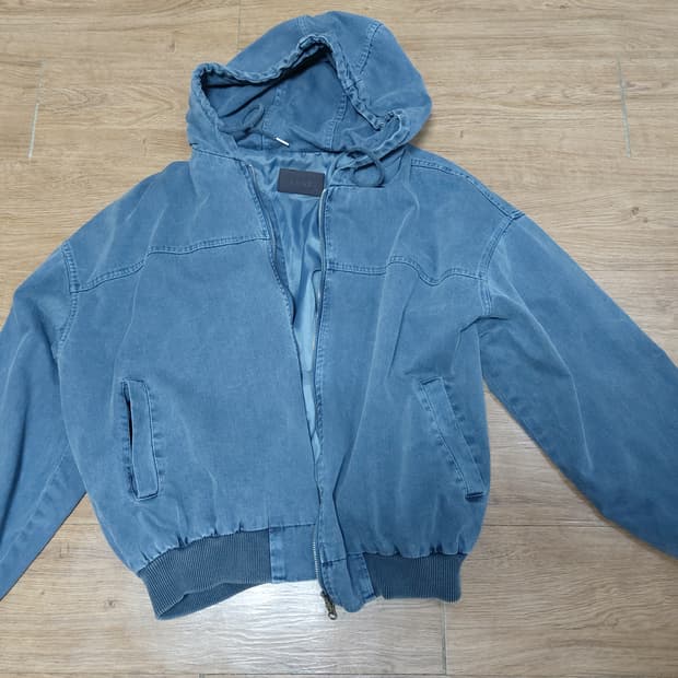 샤인데님 피그먼트 워싱 오버핏 후드 데님 자켓