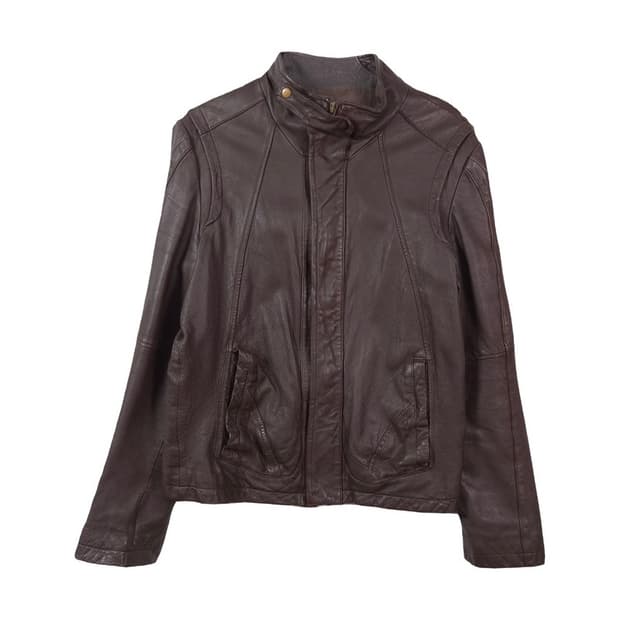 ITALY 프리미엄 양가죽 하이넥 절개 레더 자켓 XL