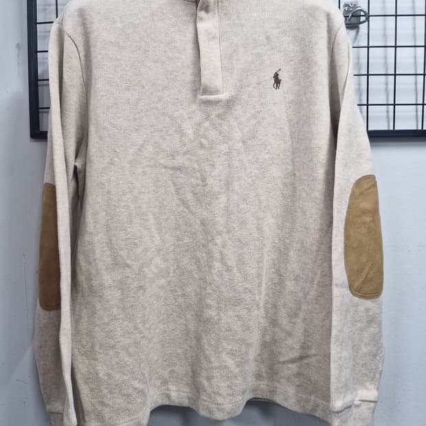 95-100L 폴로랄프로렌 팔꿈치 패치 반집업 니트.