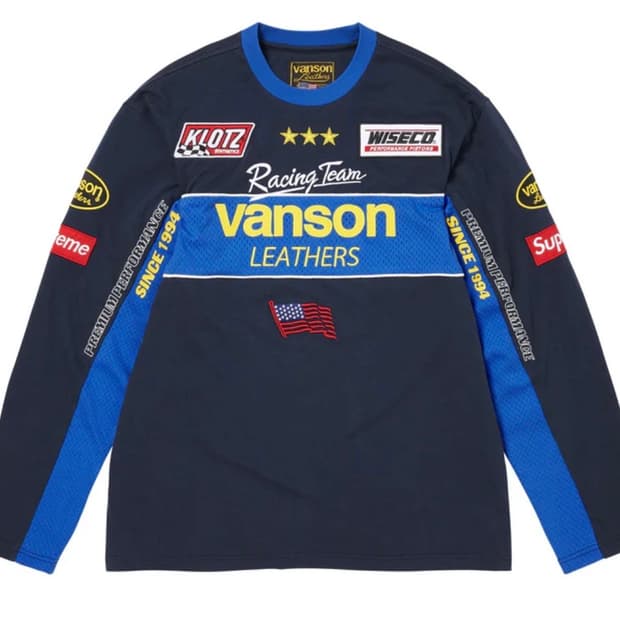 슈프림 x 밴슨레더스 롱슬리브 네이비 S