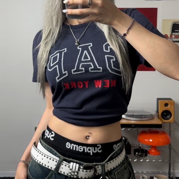 GAP 뉴욕 네이비 반팡 티셔츠