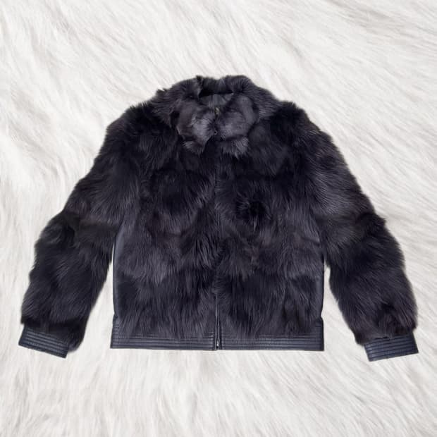 폭스퍼 딥퍼플 퍼자켓 