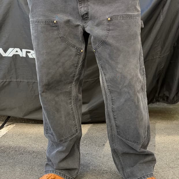 90s 빈티지 칼하트 더블니 팬츠 블랙 made in usa