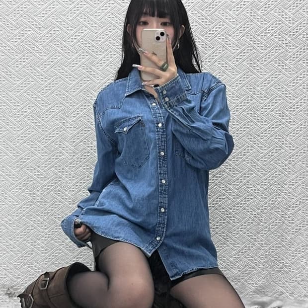 리바이스 웨스턴 컨트리 빈티지 캐주얼 버튼 데님셔츠 L C12596