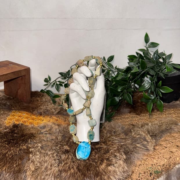 Blue marble gemstone necklace 