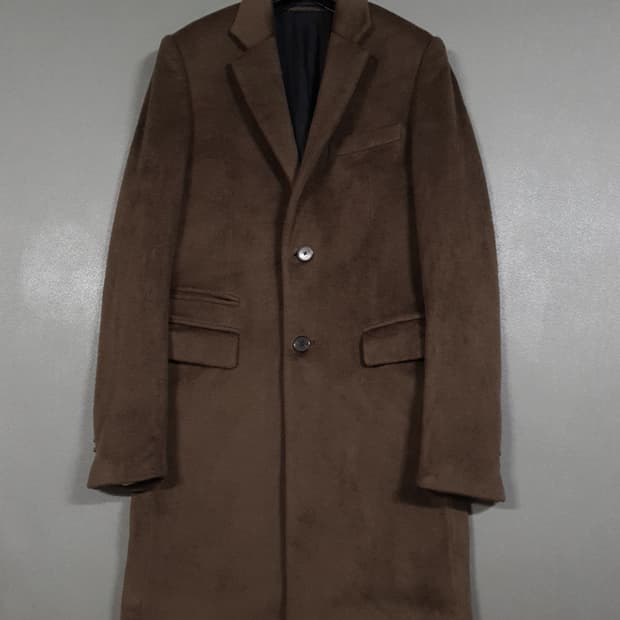 95) TIME 타임 옴므 캐시미어 울 싱글 버튼 코트 자켓 브라운