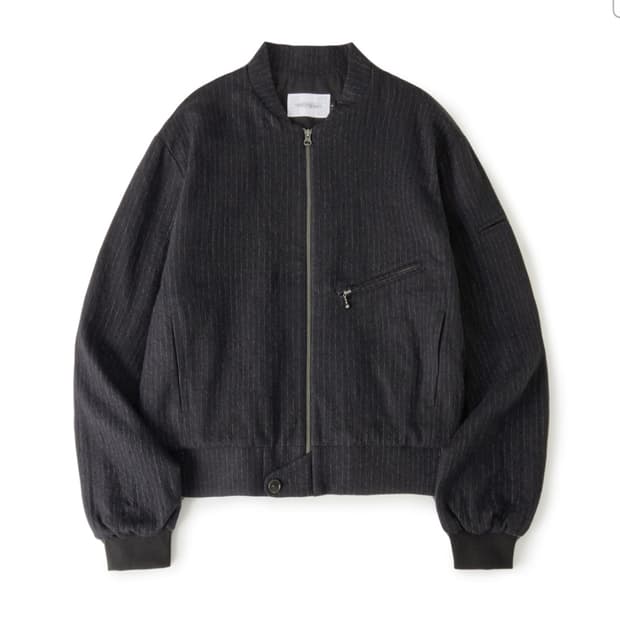 해칭룸 hairy bomber jacket stripe black L