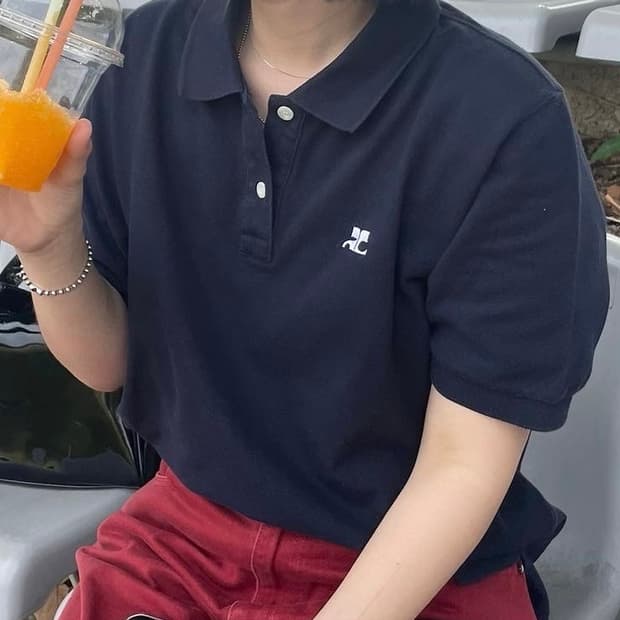 Courreges 피케 폴로 네이비 
