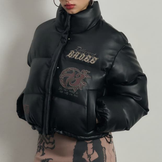 BADEE 배디 레더 패딩 푸퍼