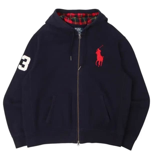 폴로 빅포니 체크후드 투웨이집업