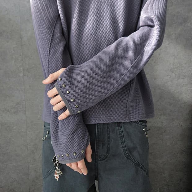 GAKIHARA 핑거홀 절개 지퍼 롱슬리브