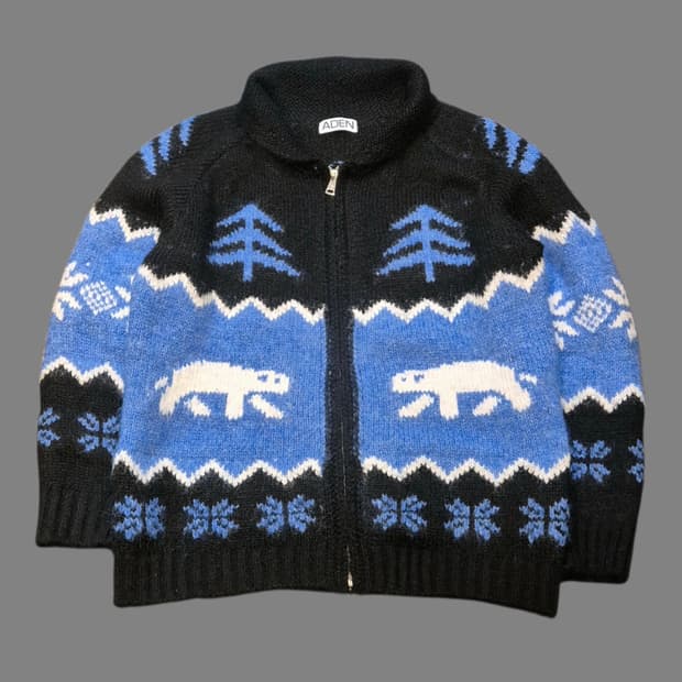 FREE(착샷잇음) 노르딕패턴 모헤어 집업니트 