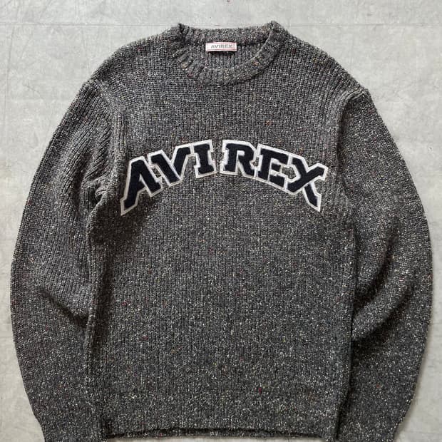 Avirex 아비렉스 자수로고 차콜 보카시 울 니트