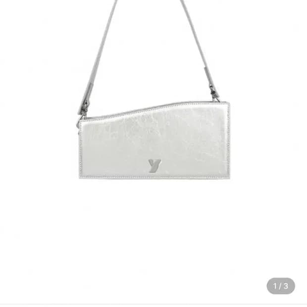 Yuse 유즈 wave line cow hide 레더 숄더백 실버