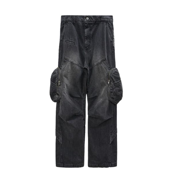 이그노타 코어 7 워시드 카고 팬츠 블랙 데님