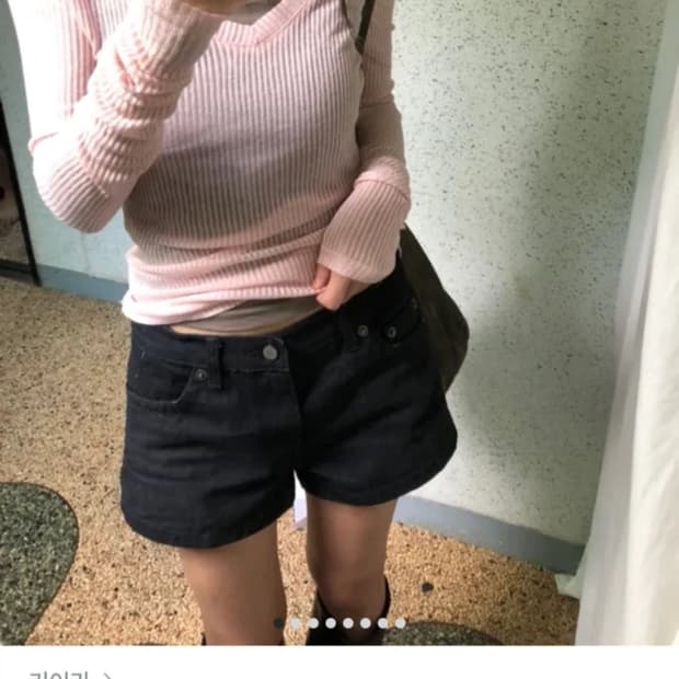 키이라 쇼핑몰 핑크 골지 시스루 니트