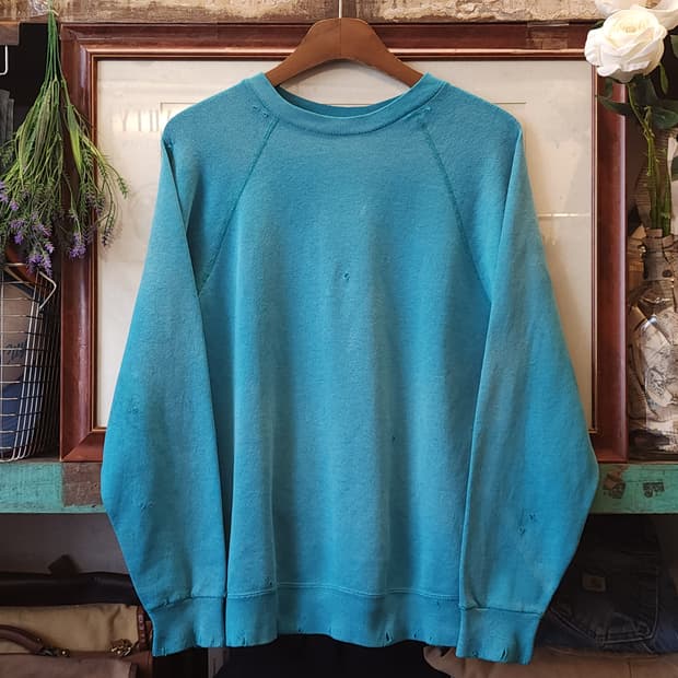 90s Tultex 빈티지 스웻셔츠 플레인 스웻셔츠 그린 썬 페이딩 L