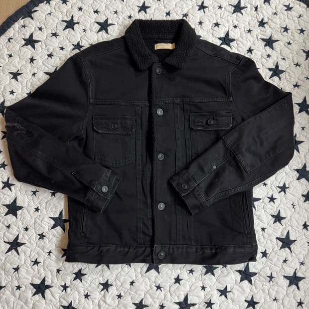 올세인츠 타입 2 쉐르파 데님 트러커 자켓 블랙
