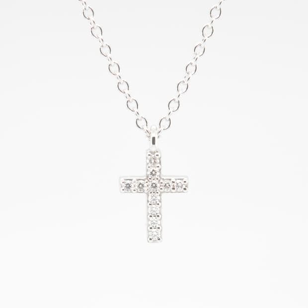 티파니앤코 메트로 크로스 십자가 천연다이아 18K 화이트 펜던트 목걸이