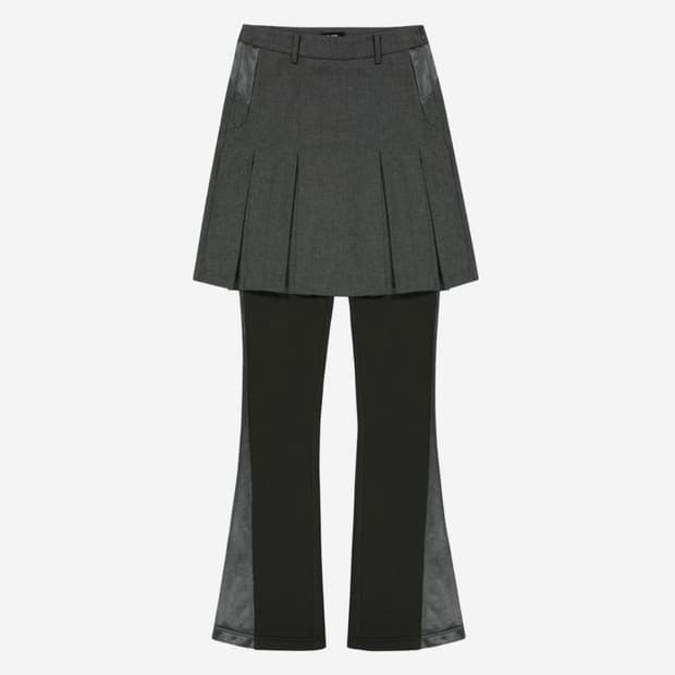 OJOS 플리티드 져지 스커트 팬츠 그레이