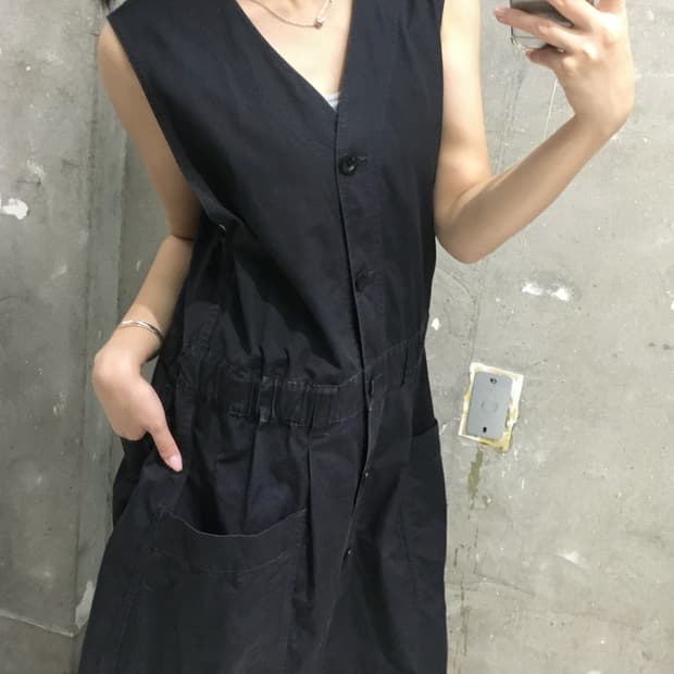MHL 마가렛호웰 블랙 코튼 나시 원피스