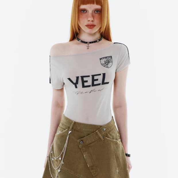 yeel leey 레이싱 크롭 탑 그레이