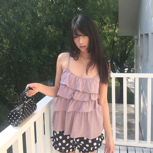 unbalanced frill cami ash lilac