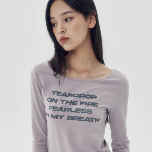 러닝하이 레터링 슬림 L/S 티 [라이트 퍼플]