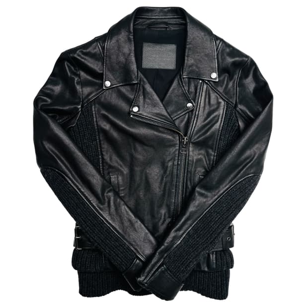 올세인츠 비대칭 램스킨 레더 라이더 자켓 S