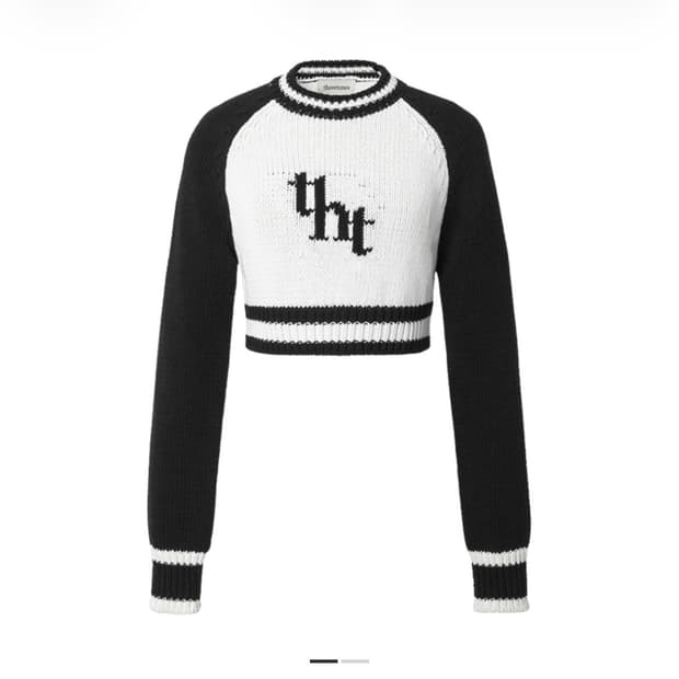 쓰리타임즈 tht 자카드 스웨트셔츠 미니 블랙