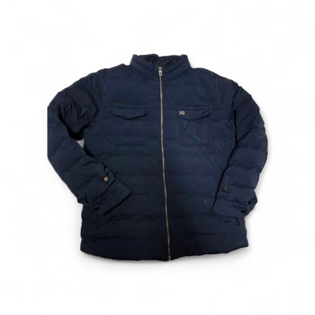 [코오롱스포츠] 클래식한 셔츠형 디자인 딥네이비 경량 패딩 자켓 110