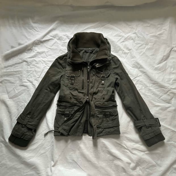 고스트오브할렘 투카라 하이넥 2way 스터드 버클 자켓 y2k 펑크