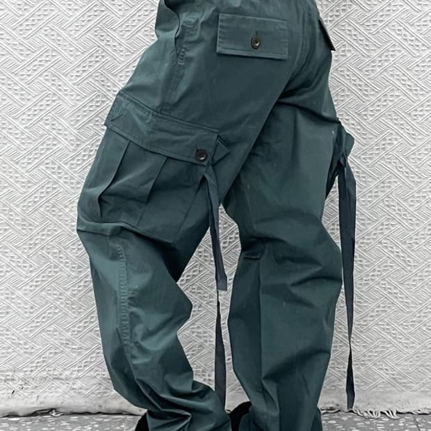 빈티지 스트릿 펑크 민트그린 스트랩 카고팬츠 M C10003