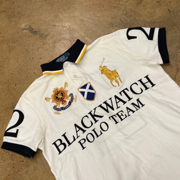 폴로 치프키프 블랙워치 폴로 팀 카라 화이트 빅포니 반팔 티 