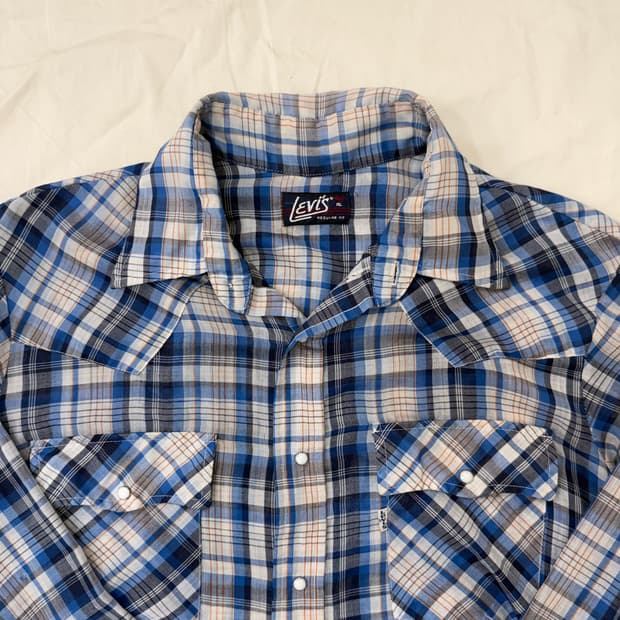 Levi’s 리바이스 빈티지 웨스턴 셔츠 블루 체크 긴팔 XL