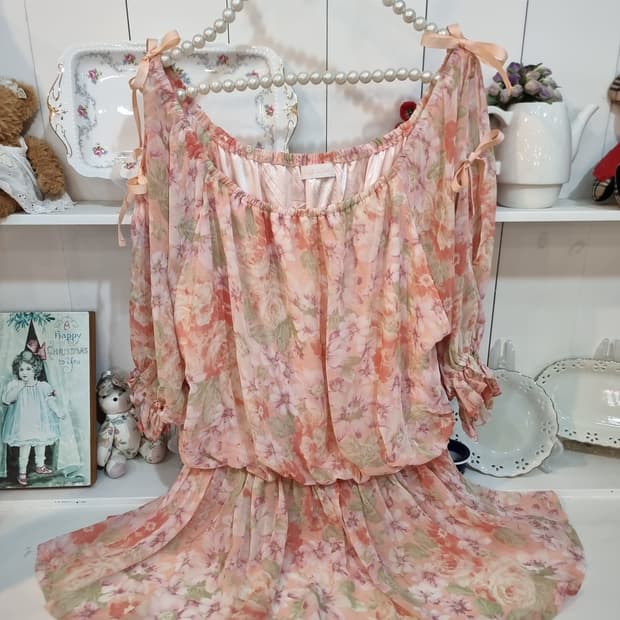 리즈리사 플라워 시폰 튜닉형원피스