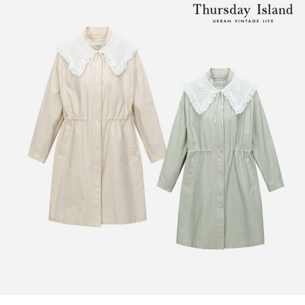 써스데이아일랜드 레이스카라 자켓  카키